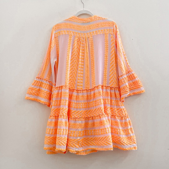 Devotion Twins Embroidered Ella Tunic Dress in Neon Orange M - Picture 6 of 8